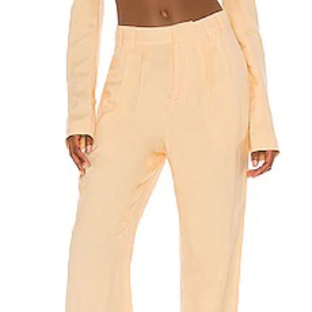 Danielle guizio Classic Linen Trouser in Pale Yellow